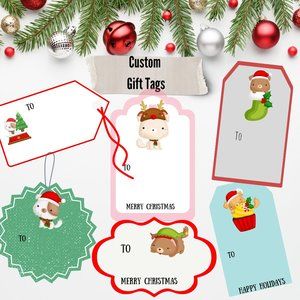 Custom Dog / Puppies Chiristmas Gift Tags